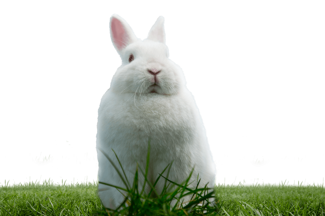 Cute Rabbit Sitting on Grass Transparent Illustration