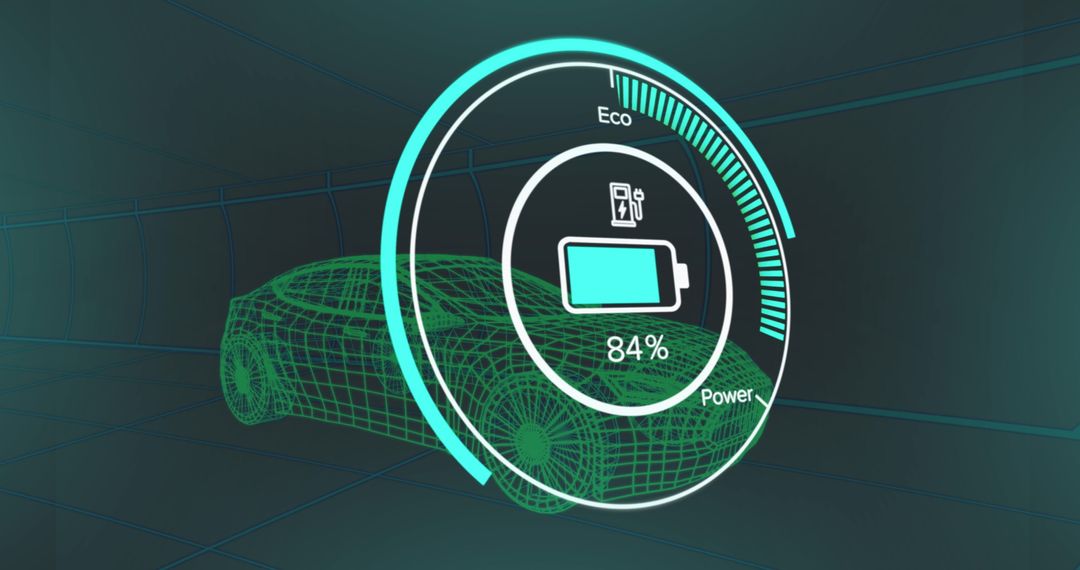 Futuristic 3D Electric Car with Interactive Charging Display