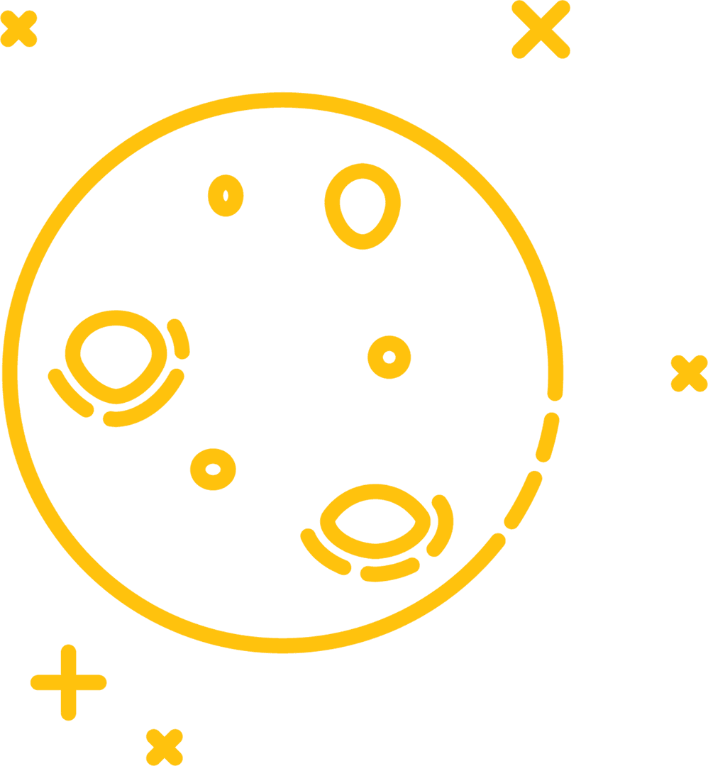 Yellow Globe with Star Patterns on Transparent Background