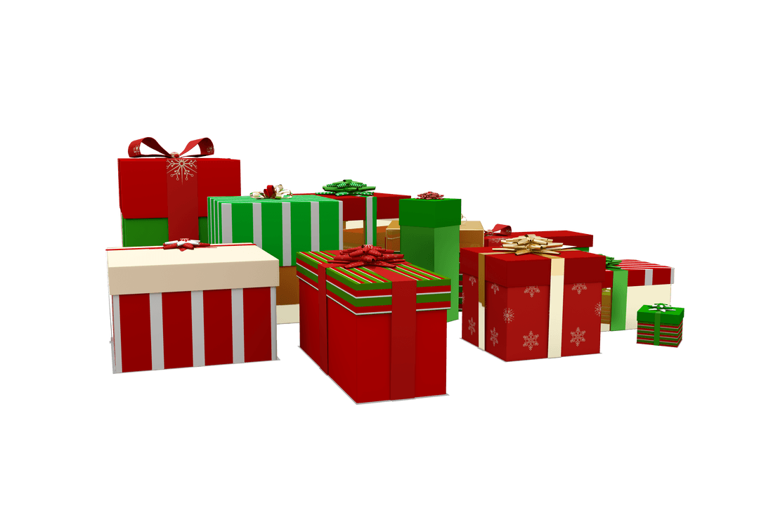 Transparent Holiday Present Collection with Red and Green Boxes