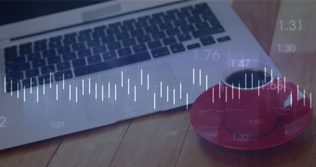 Financial Data Visualization Overlay on Modern Workspace