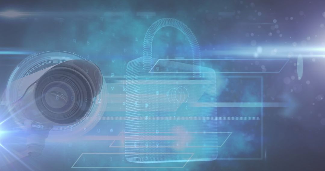 Futuristic Network Security with Digital Padlock Icon