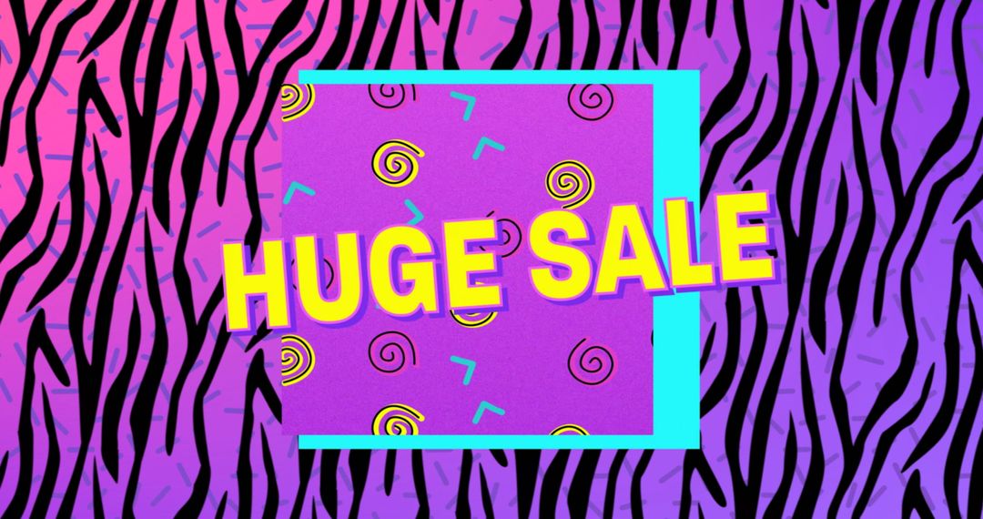 Retro Abstract Huge Sale Banner on Vibrant Background