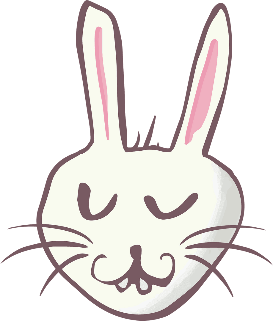 Cute Sleeping Rabbit Cartoon Face Graphic on Transparent PNG