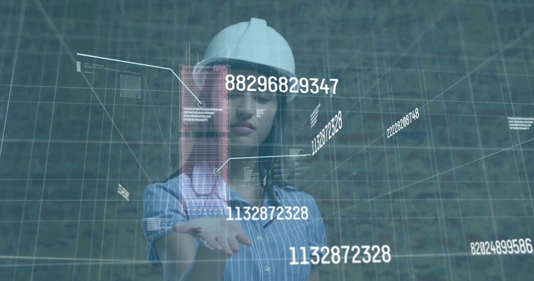 Futuristic Female Architect Interacting with Digital Hologram