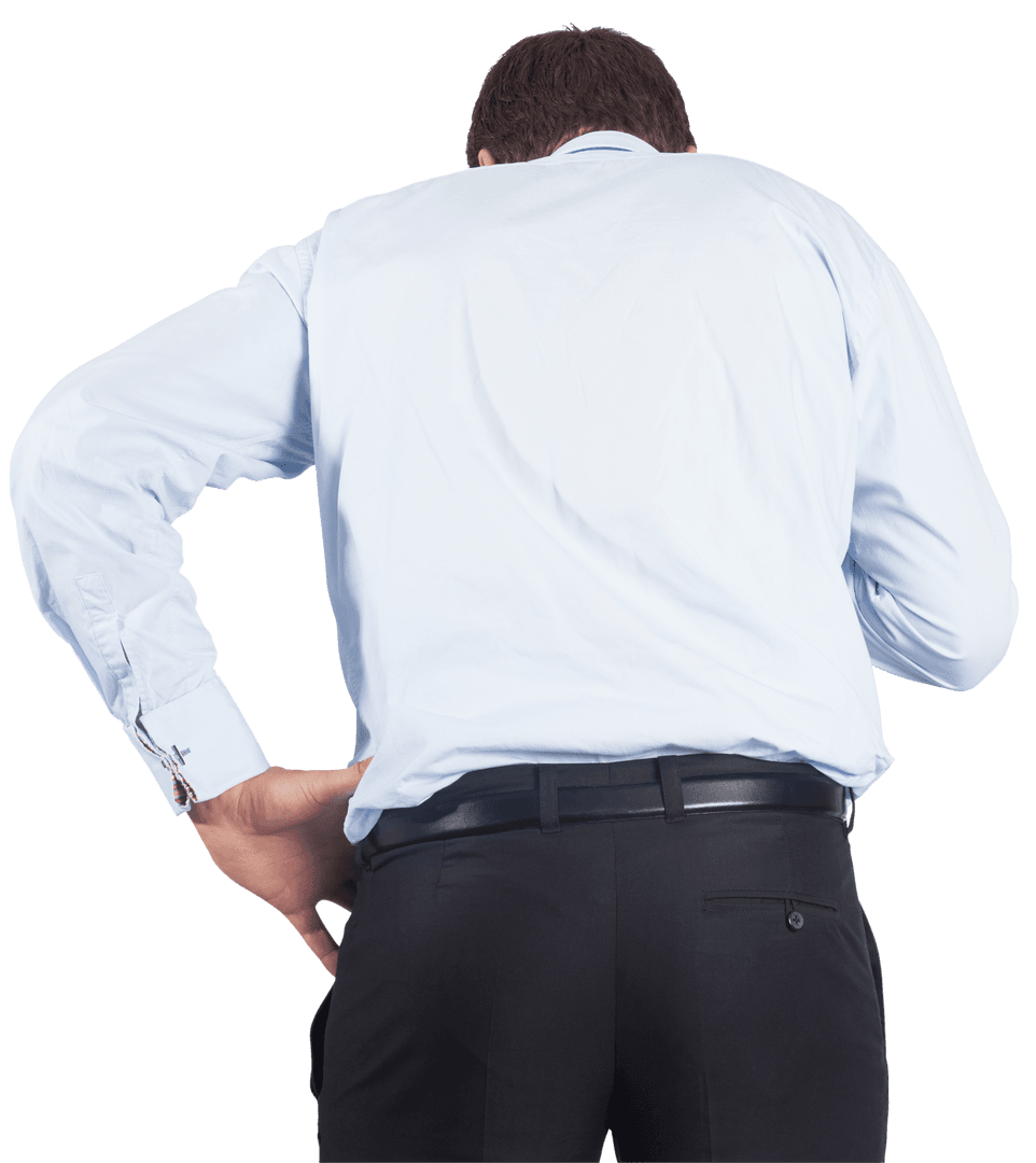 Caucasian Businessman in Formal Attire Viewed from Back on Transparent Background