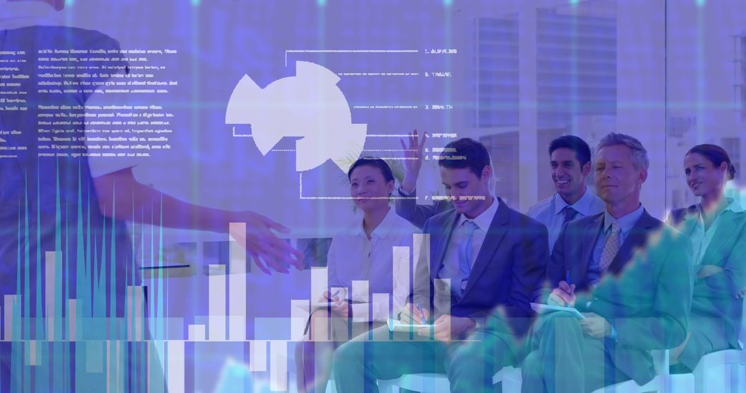 Business Team Analyzing Financial Data with Dynamic Charts