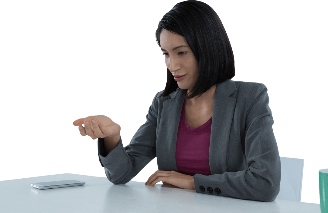 Businesswoman Holding Transparency Concept Gesture