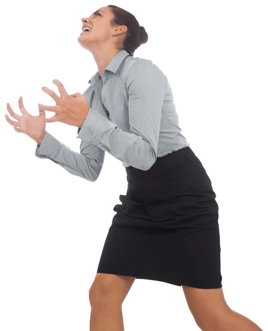 Frustrated Businesswoman Expressing Anger on Transparent Background