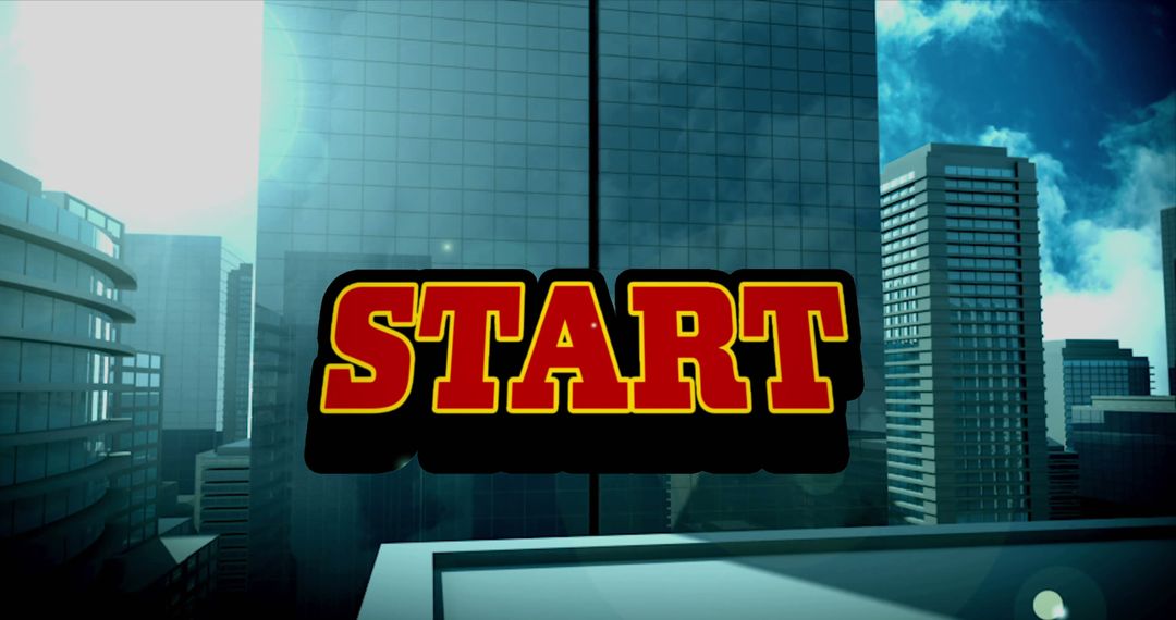 Start Button Over Futuristic Digital Cityscape