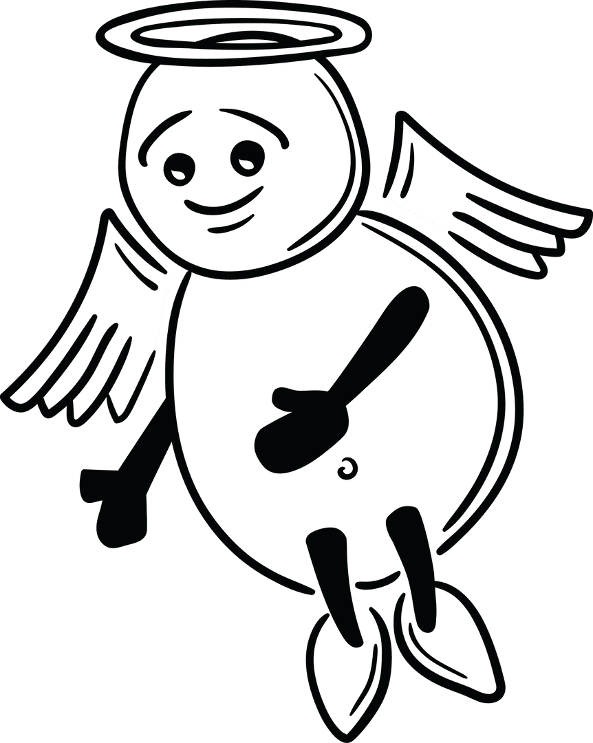 Transparent 2D Angel Illustration with Halos and Wings