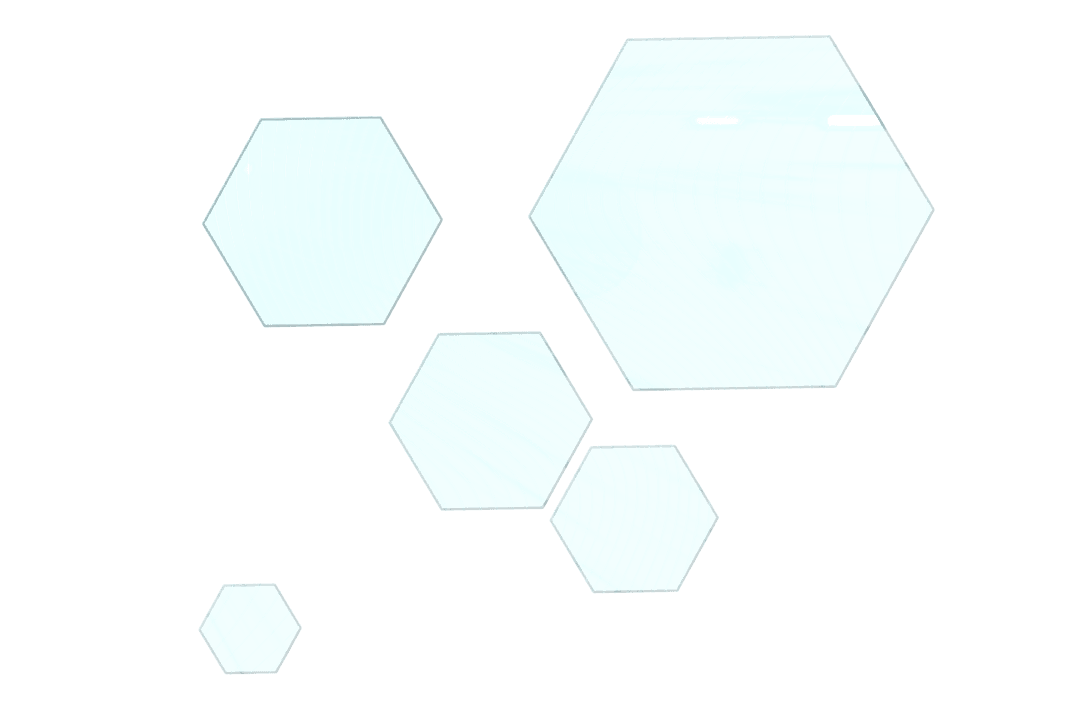 Blue Transparent Hexagons on Clear Background Modern Design