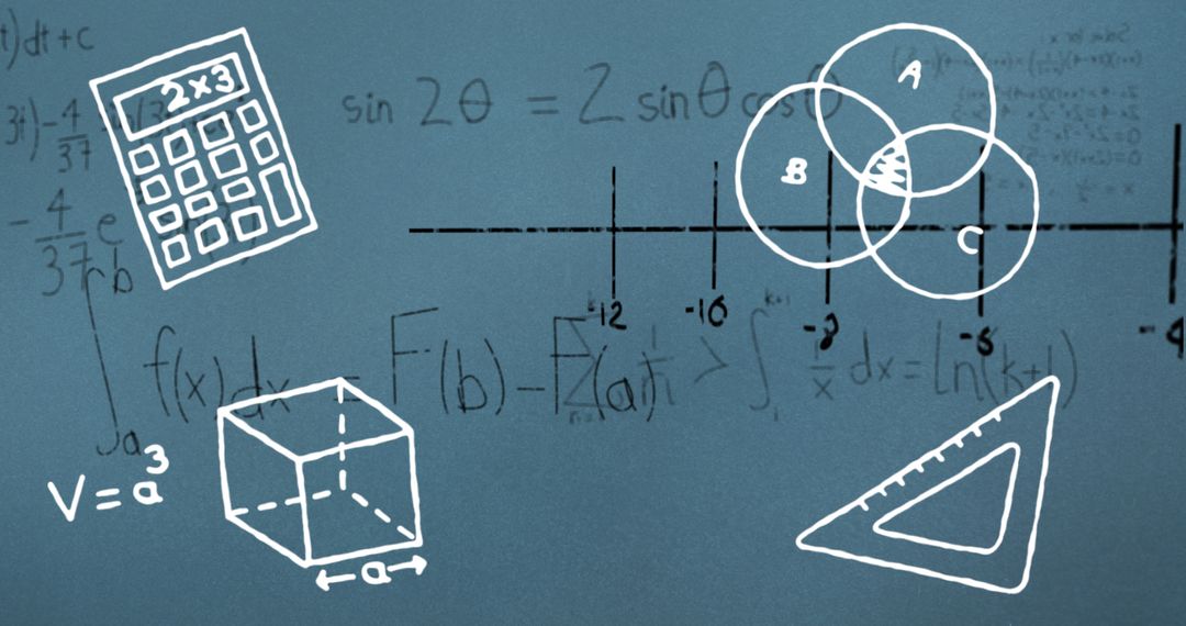Complex Mathematical Symbols on Graph Paper Background