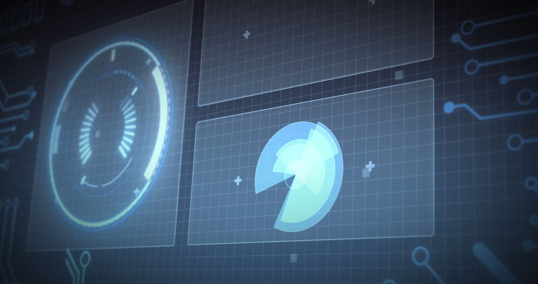 Futuristic Digital Interface with Data Analysis Graphics
