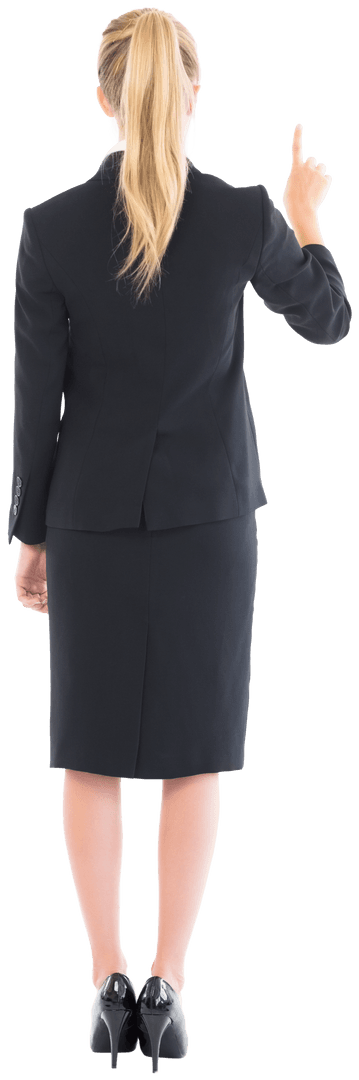 Caucasian Businesswoman Pointing on Transparent Background