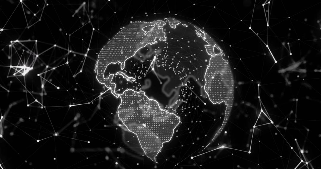 Digital Earth Representation with Network Connections in Black and White