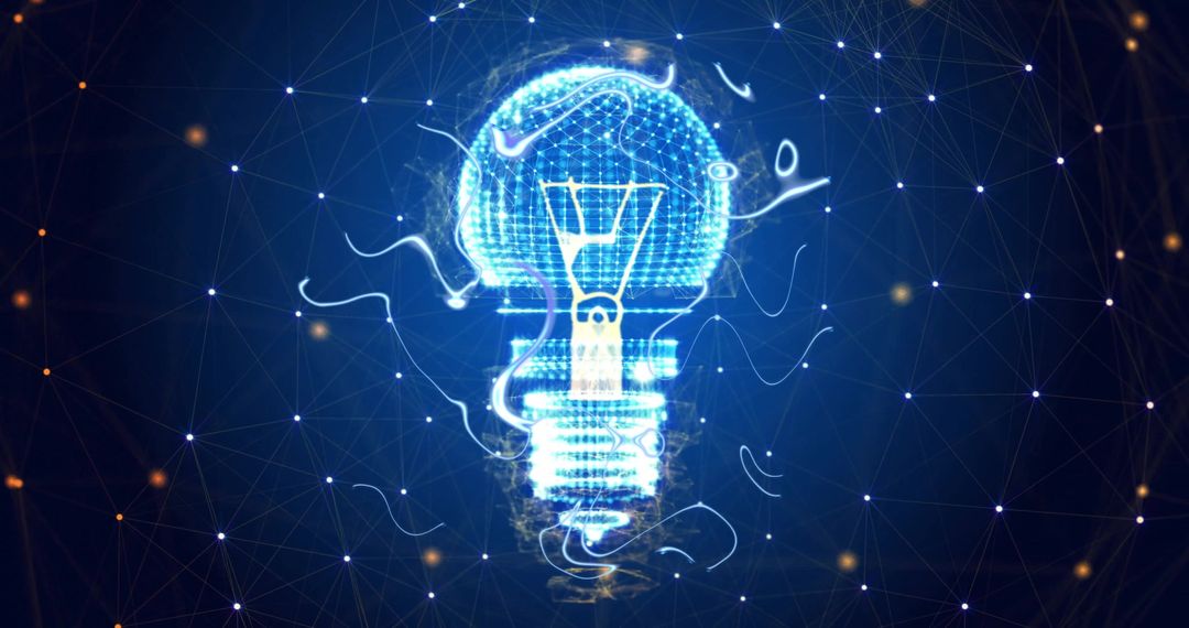 Digital Network with Lightbulb Symbolizing Innovation and Connectivity
