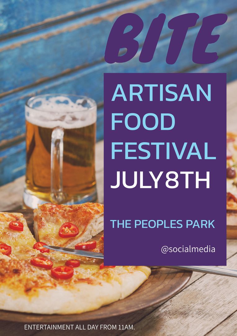 Community Artisan Food Festival Poster with Pizza and Beer - Download Free Stock Templates Pikwizard.com