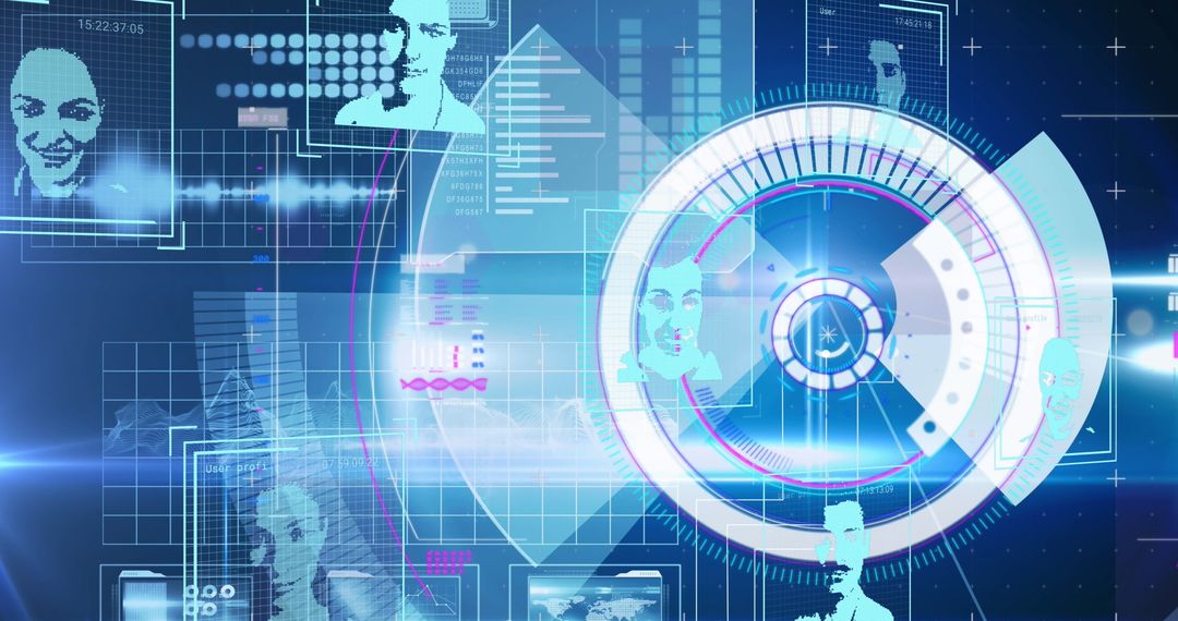 Futuristic Digital Interface Concept with Scanning Holograms