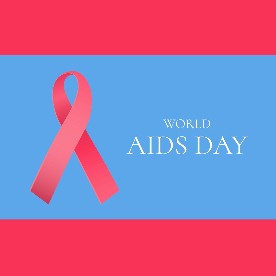 World AIDS Day Red Ribbon with Blue Background