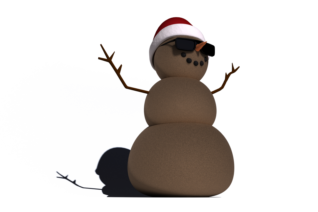 Transparent 3D Snowman Wearing Santa Hat with Sunglasses on Blue Background - Download Free Stock Images Pikwizard.com