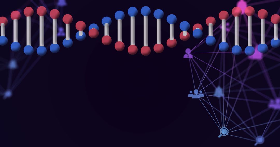 3D DNA Strand with Futuristic Network Connections