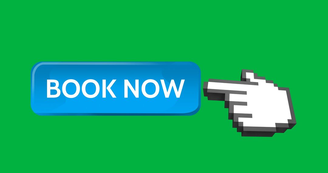 Digital Book Now Button with Hand Cursor on Green Background