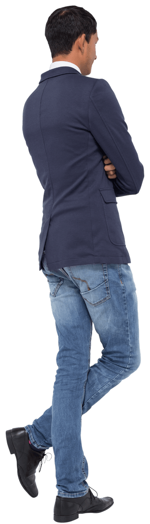 Transparent Unsmiling Casual Businessman with Arms Crossed
