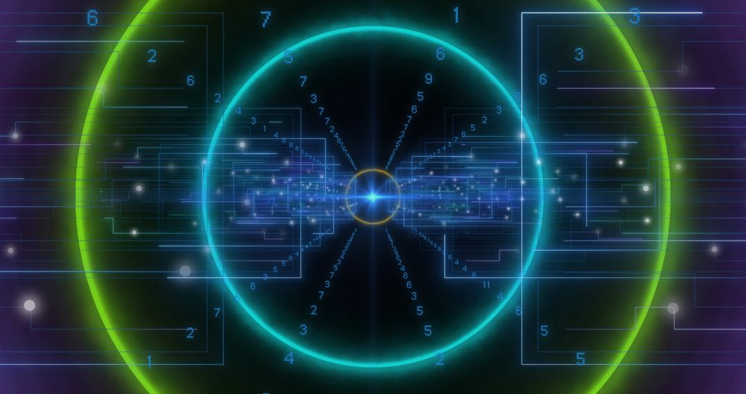 Futuristic Neon Data Interface with Digital Elements