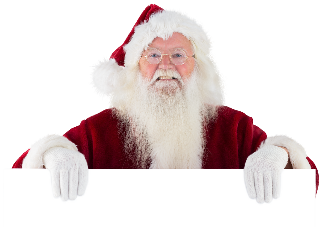 Transparent Santa Looking Over Blank White Sign with Happy Expression - Download Free Stock Images Pikwizard.com