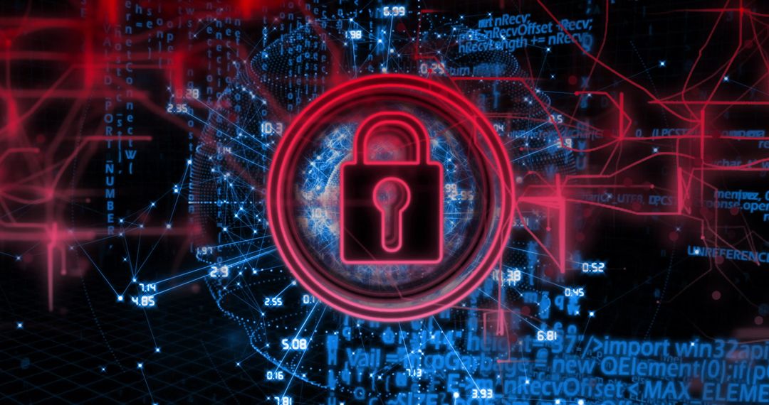 Cybersecurity Concept with Padlock Icon on Digital Network