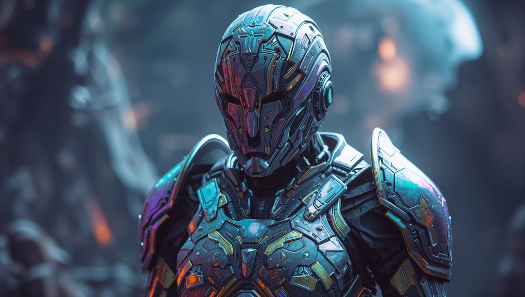 Cybernetic Warrior in Futuristic Exoskeleton Armor