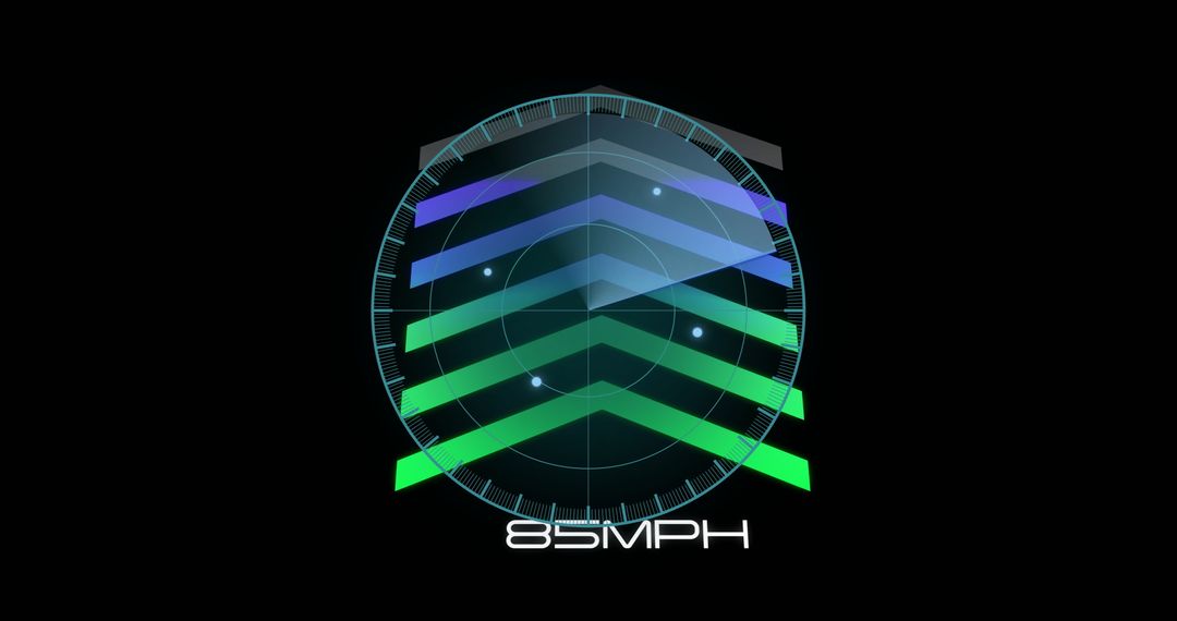 Futuristic Digital Speed Display with Arrows and Circular Interface