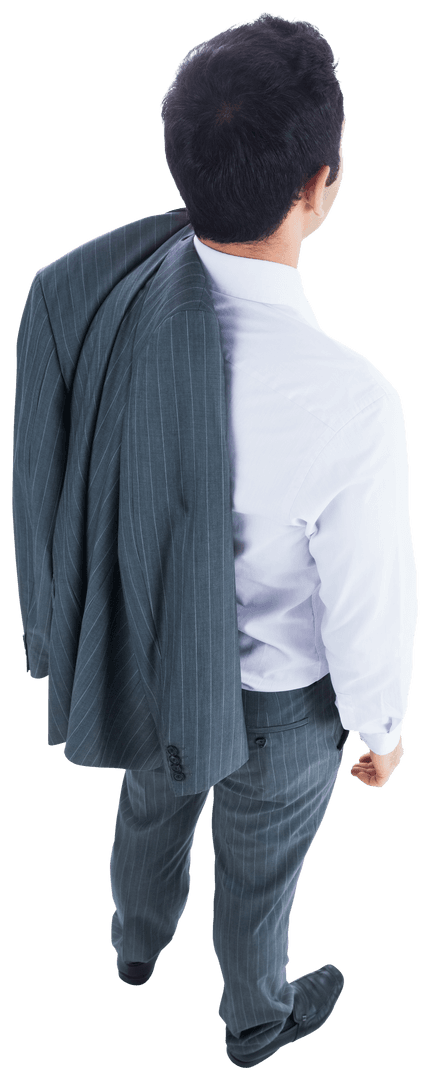 Transparent Rear View of Businessman Holding Jacket