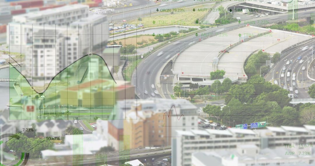 Modern Financial Data Overlay on Urban Landscape