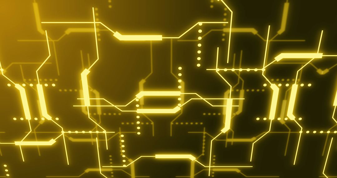 Neon Integrated Circuit on Yellow Background Representing Technology