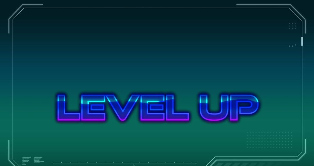 Futuristic Level Up Banner with Green Blue Gradient Background