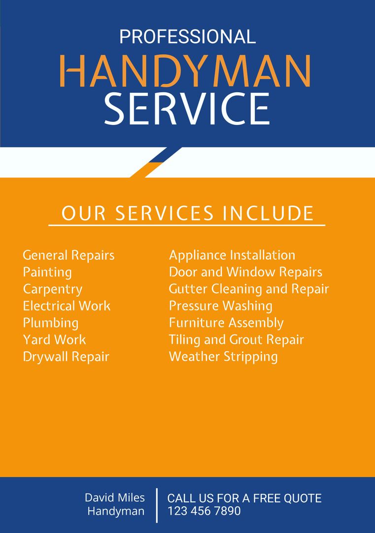 Professional Handyman Service Flyer with Bold Colors and Service List - Download Free Stock Templates Pikwizard.com