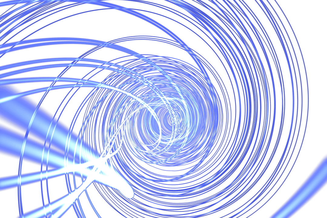 Dynamic Transparent Blue Light Trails on Black Background