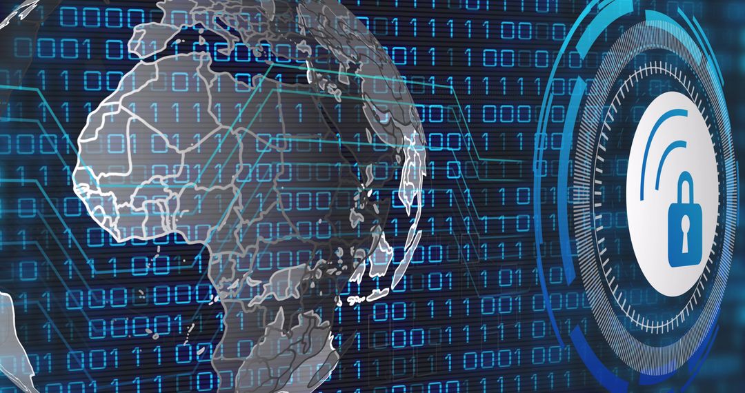 Global Cybersecurity Concept with Digital Interface and Padlock Icons