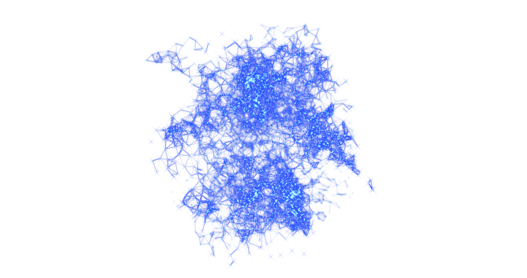 Abstract Luminescent Blue Splash on Transparent Background