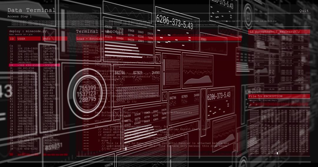Futuristic Cyber Console Interface with Data and Code Streams