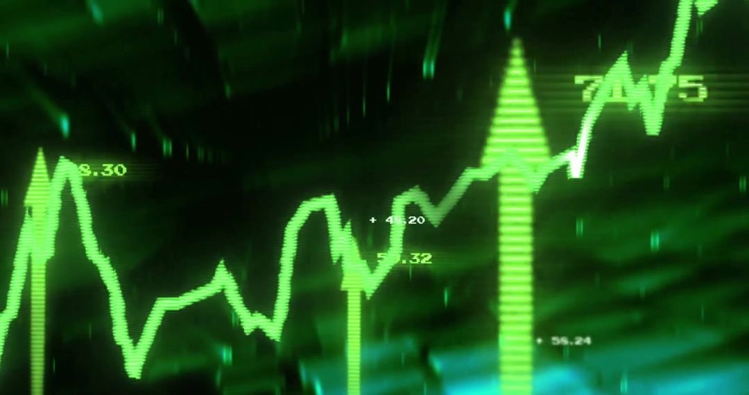 Digital Financial Analysis with Glowing Green Charts