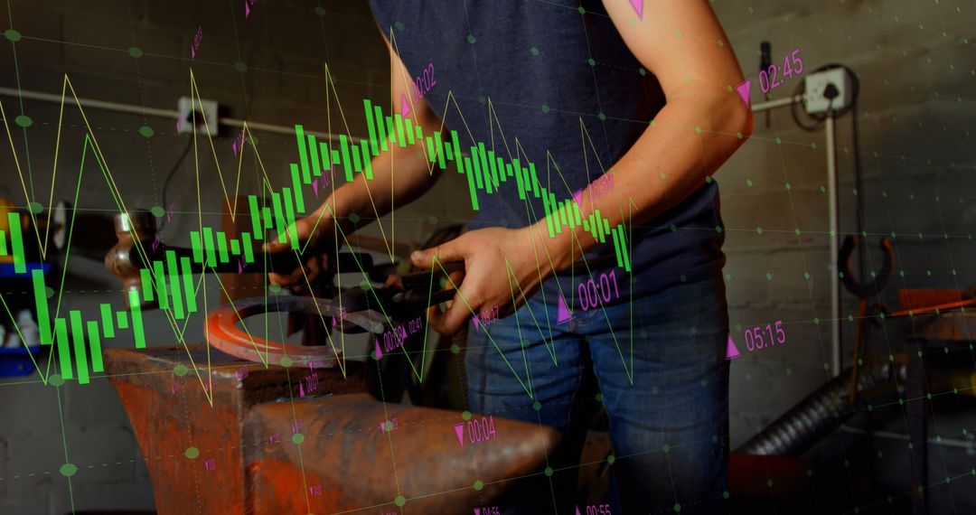 Caucasian Man in Workshop Analyzing Financial Data