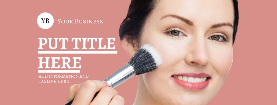 Smiling Woman Gently Applying Makeup with Brush