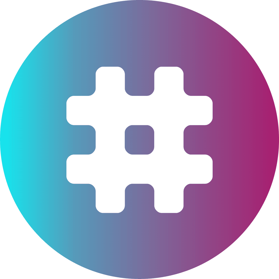 Modern White Grid Symbol on Vivid Gradient Circle Transparent