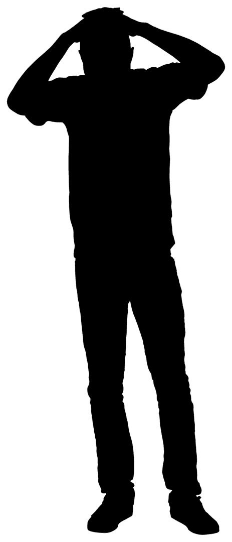 Transparent Silhouette of Man Touching Head in Despair