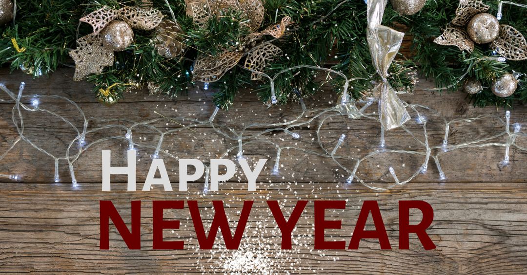 Happy New Year Festive Decorations with Sparkling Lights