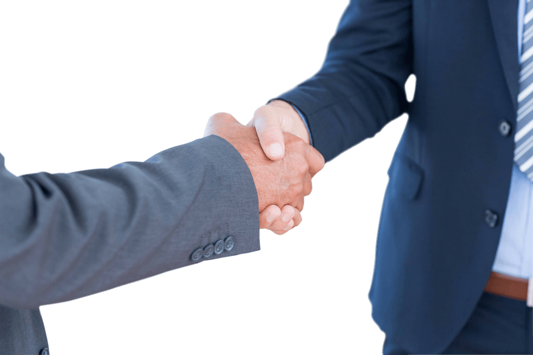 Businessmen Shaking Hands in Transparent Office Agreement