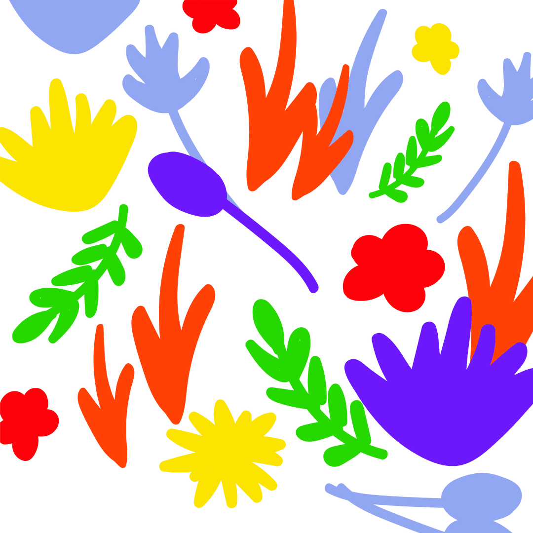 Colorful Flower Shapes on Transparent Background